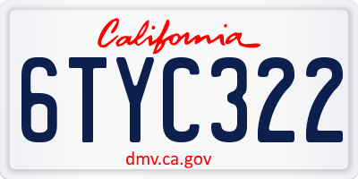 CA license plate 6TYC322