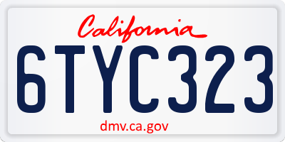CA license plate 6TYC323