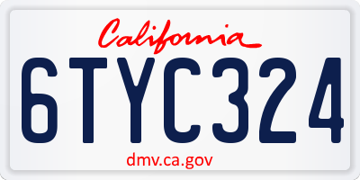 CA license plate 6TYC324