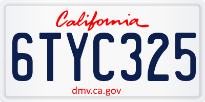 CA license plate 6TYC325