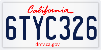 CA license plate 6TYC326