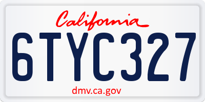 CA license plate 6TYC327