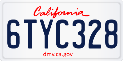 CA license plate 6TYC328