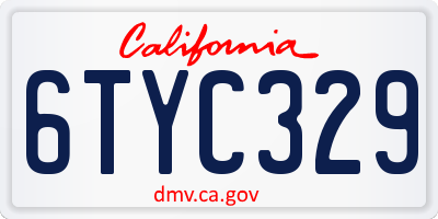 CA license plate 6TYC329