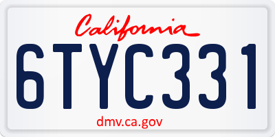 CA license plate 6TYC331