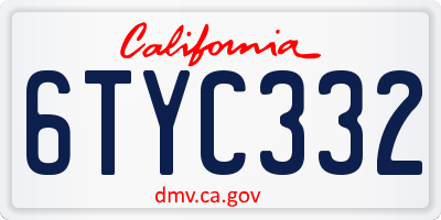 CA license plate 6TYC332