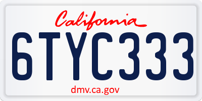 CA license plate 6TYC333