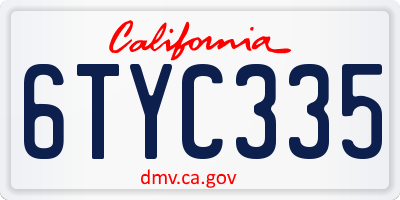 CA license plate 6TYC335