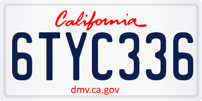 CA license plate 6TYC336