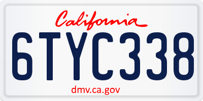CA license plate 6TYC338