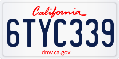 CA license plate 6TYC339