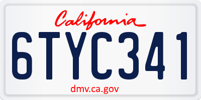 CA license plate 6TYC341