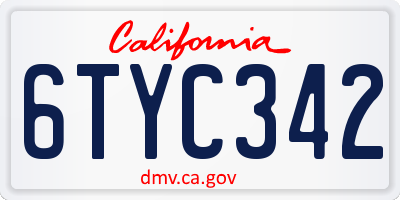 CA license plate 6TYC342