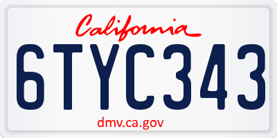 CA license plate 6TYC343