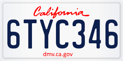 CA license plate 6TYC346