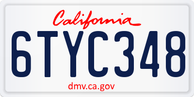 CA license plate 6TYC348
