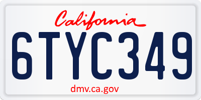 CA license plate 6TYC349
