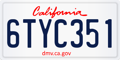 CA license plate 6TYC351