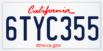 CA license plate 6TYC355