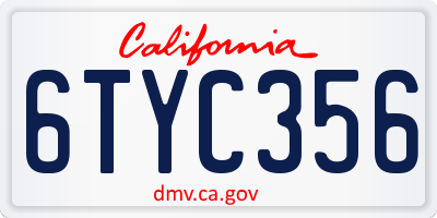 CA license plate 6TYC356