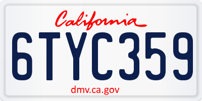 CA license plate 6TYC359