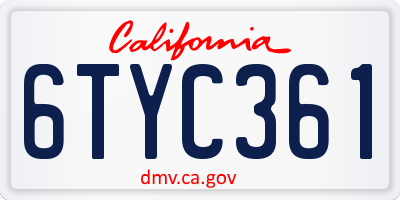 CA license plate 6TYC361