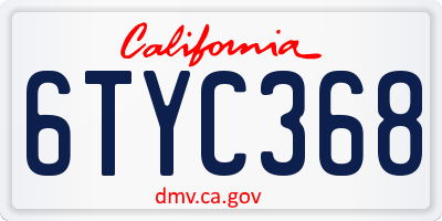 CA license plate 6TYC368