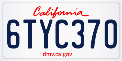 CA license plate 6TYC370