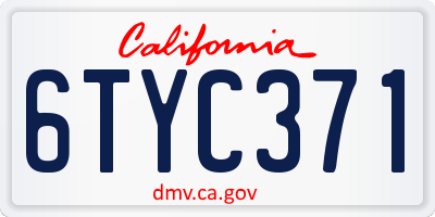 CA license plate 6TYC371