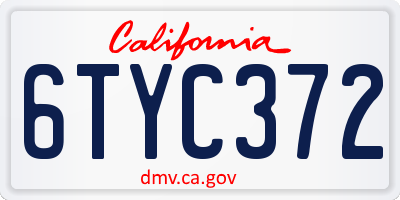 CA license plate 6TYC372
