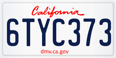 CA license plate 6TYC373
