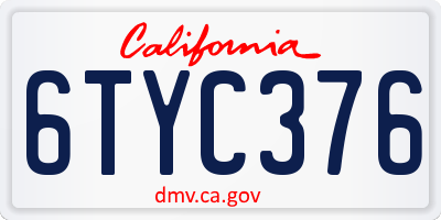 CA license plate 6TYC376