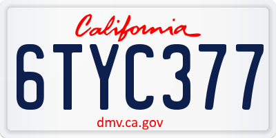 CA license plate 6TYC377