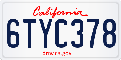 CA license plate 6TYC378
