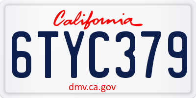 CA license plate 6TYC379