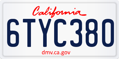 CA license plate 6TYC380