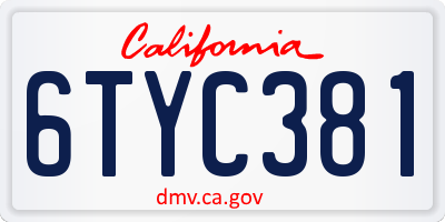 CA license plate 6TYC381