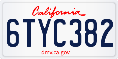 CA license plate 6TYC382