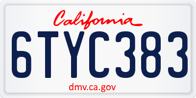 CA license plate 6TYC383