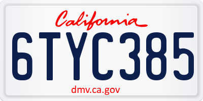 CA license plate 6TYC385