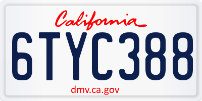 CA license plate 6TYC388