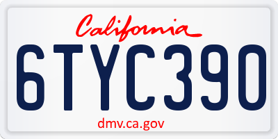 CA license plate 6TYC390