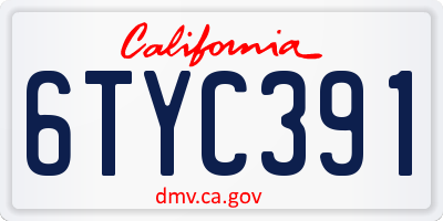 CA license plate 6TYC391