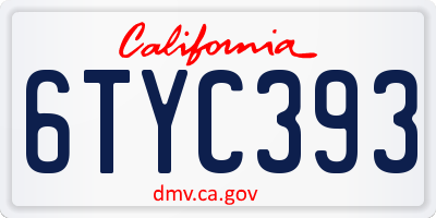 CA license plate 6TYC393