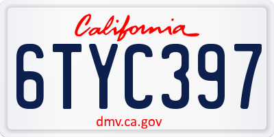 CA license plate 6TYC397