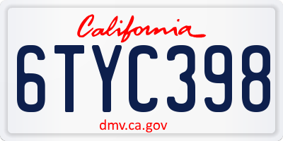 CA license plate 6TYC398