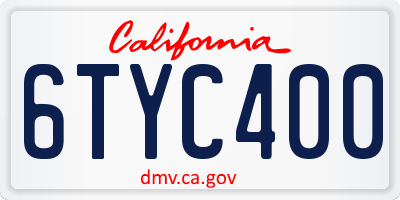 CA license plate 6TYC400