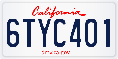 CA license plate 6TYC401