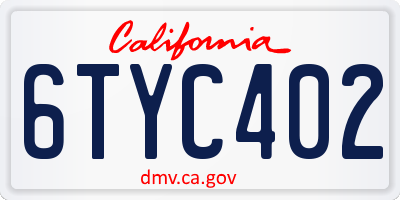 CA license plate 6TYC402