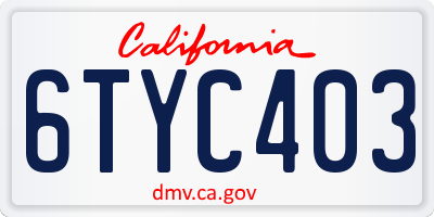 CA license plate 6TYC403